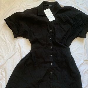 Black button down skater dress